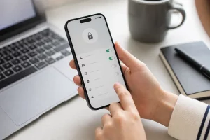 Persona che controlla le impostazioni di privacy e sicurezza su uno smartphone